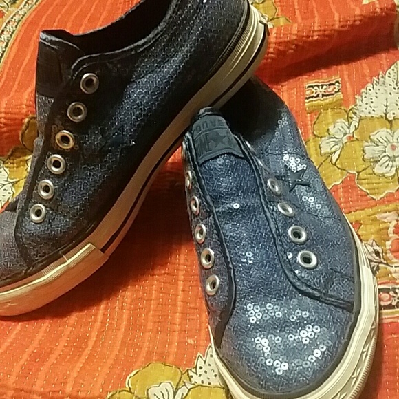 Converse Shoes - Converse One Star Sz 7.5 Denim Blue Sequins Converse Shoes - Converse One Star Sz 7.5 Denim Blue Sequins